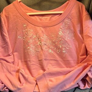 Woman Within Pink Floral Sweatshirt